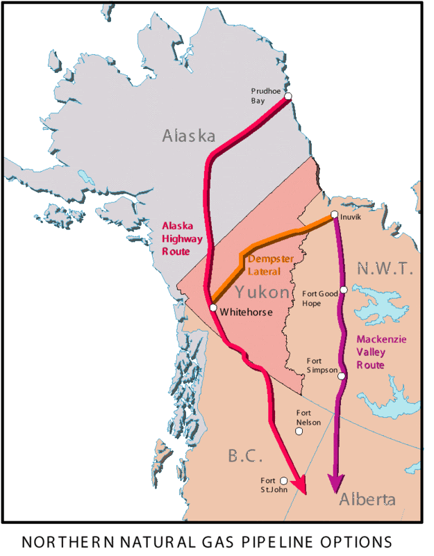 Dempster lateral,natural gas pipeline,hiway route,Mackenzie River route