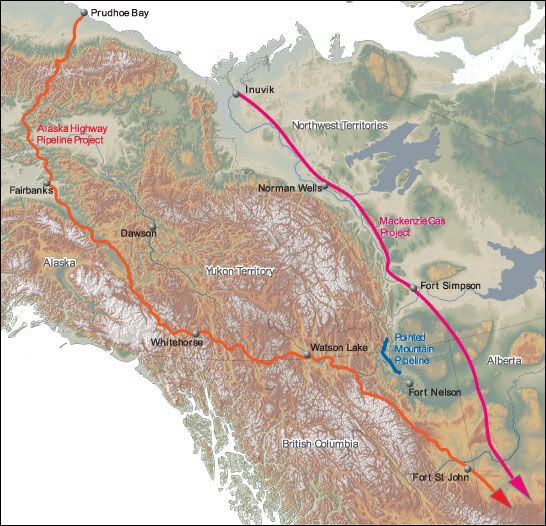 natural gas pipeline,hiway route,Mackenzie River route