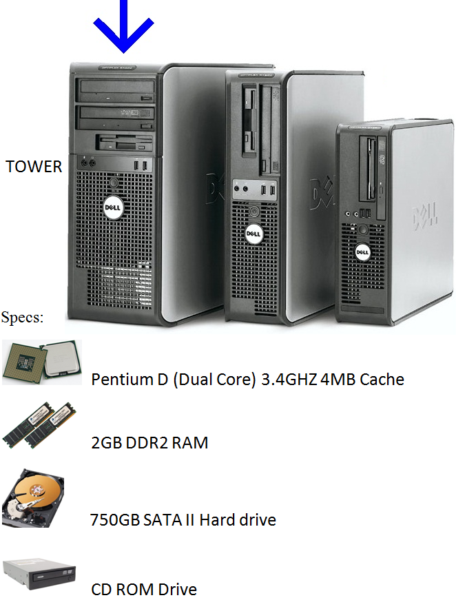 Details about DELL OPTIPLEX GX620 PD 3.4GHZ 750GB 2GB TOWER PC XP