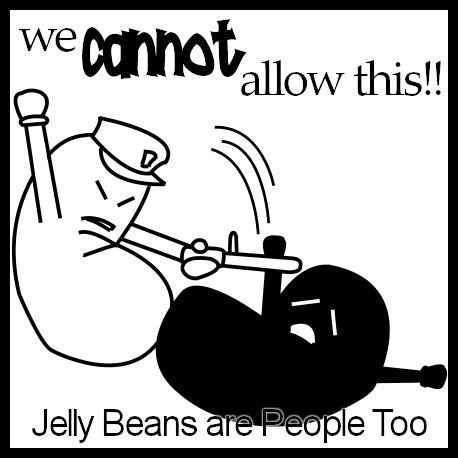 jelly beans cartoon. Eat a black jelly bean and