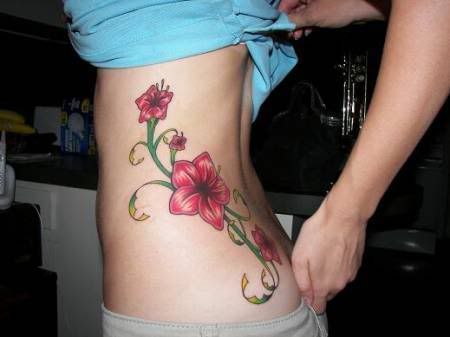 Nice red flower tattoo designs