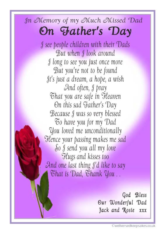 NEW - My Much Missed Dad - Fathers Day Memorial Poem - Funeral Grave Card Marker