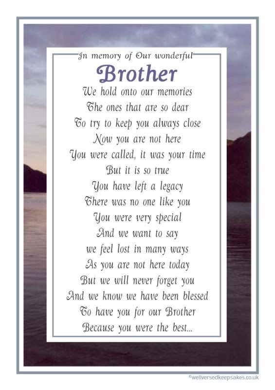 Brother Grave Card Marker - Select from 2 Memorial Poems - FREE Personalisation! - Picture 3 of 3