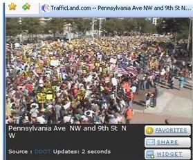 webcam shots of the crowd on Pensylvania Ave