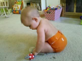 gDiaper 8 month old baby wearing gDiaper cloth diaper