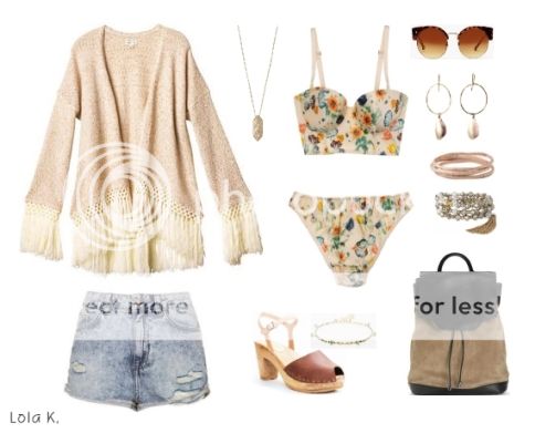 Daily Look/ Outfit. Tassel Fringe Cardigan And Denim Hotpants/ Shorts ...