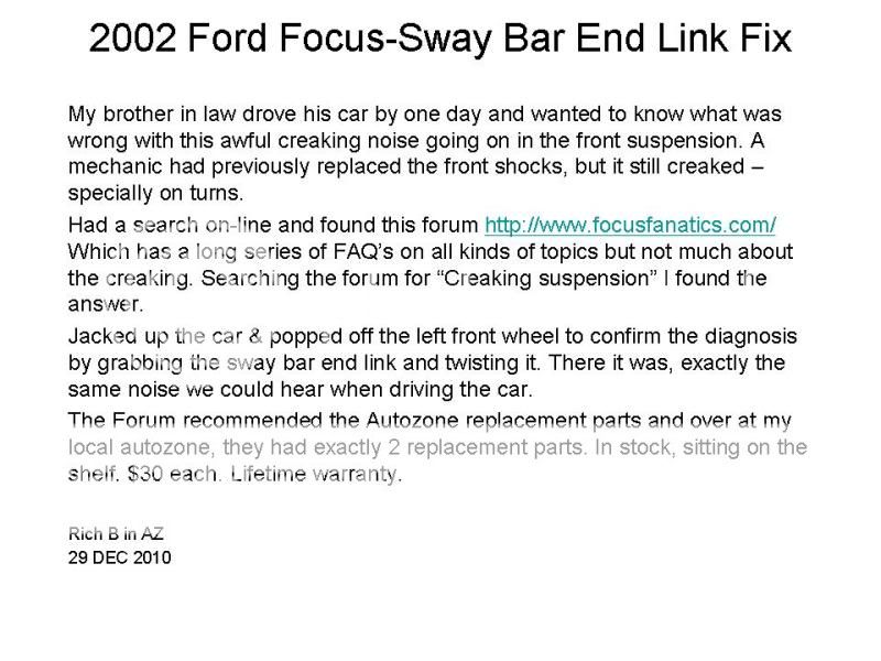 Creaking front suspension ford focus #6