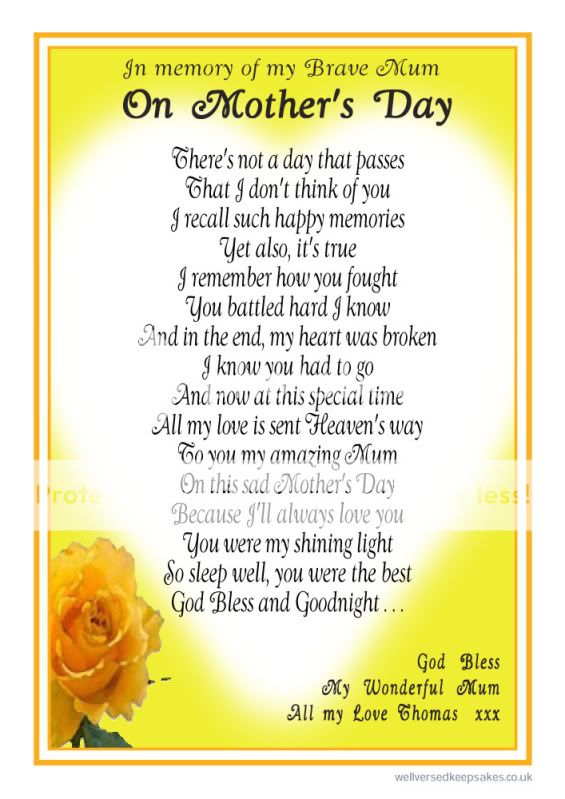 My Brave Mum - Mothers Day Memorial Poem - Funeral Grave Card Marker | eBay