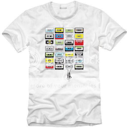 N85 Cassette Tape T shirt graphic funny men Whtie L  